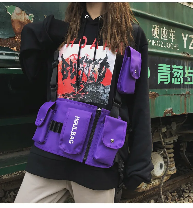 Functional Fashion Chest Rig Bag Men Women Hip Hop Harness Adjustable Tactical Vest Sports Hunting Tactical Packages Bullet Pack