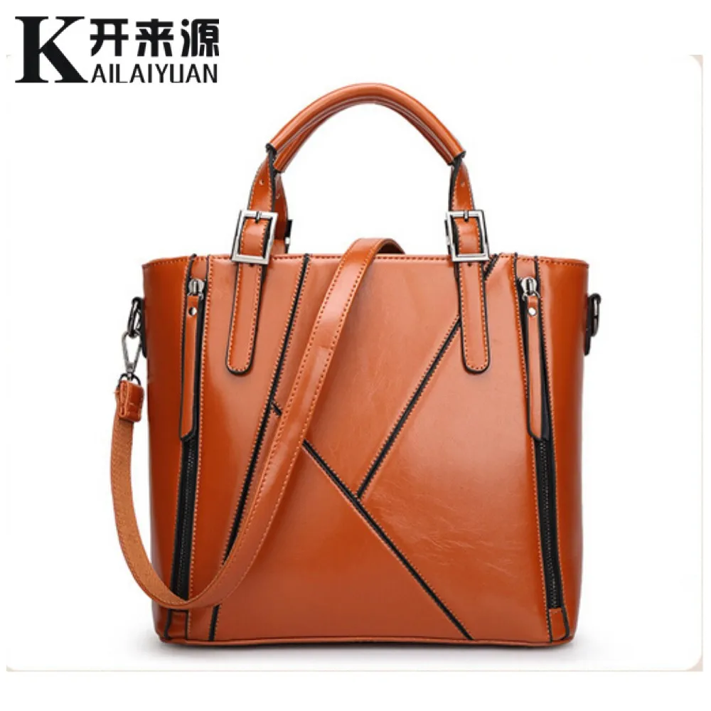 

100% Genuine leather Women handbags 2019 New Europe Handbag Shoulder Messenger Bag Design stitching fashion ladies bag