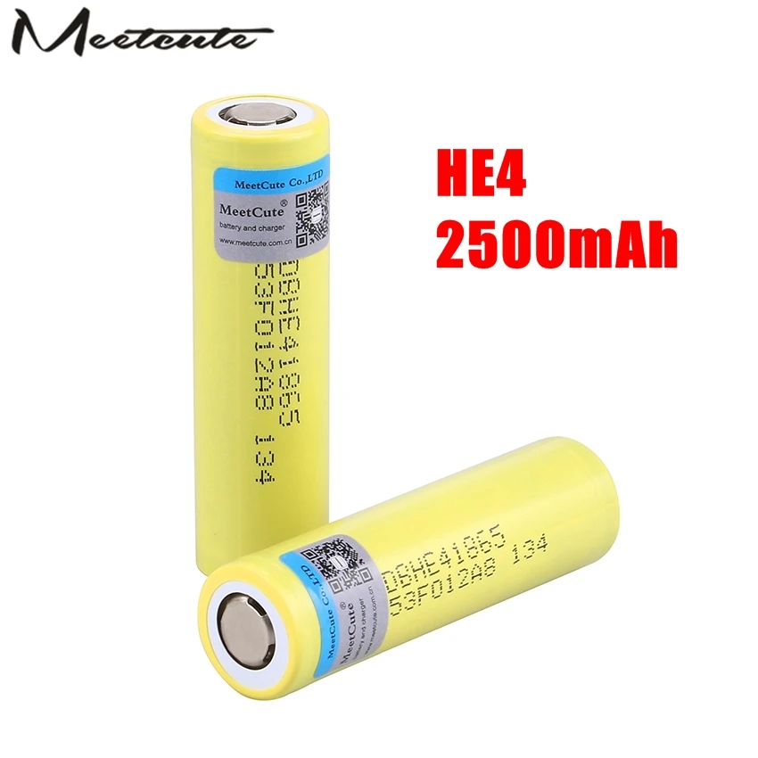 Meetcute 2500mAh Li-lon аккумулятор HE4 18650 3 7 V power перезаряжаемые батареи Макс 20A 35A Разрядка