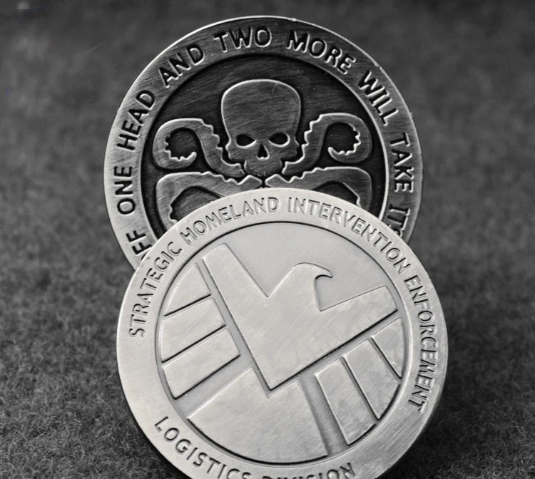 1/2/5/10 шт с принтами "Marvel", "Мстители", агенты щит S.H.I.E.L.D значок Гидра, Череп Американский античные с серебристым покрытием памятная монета
