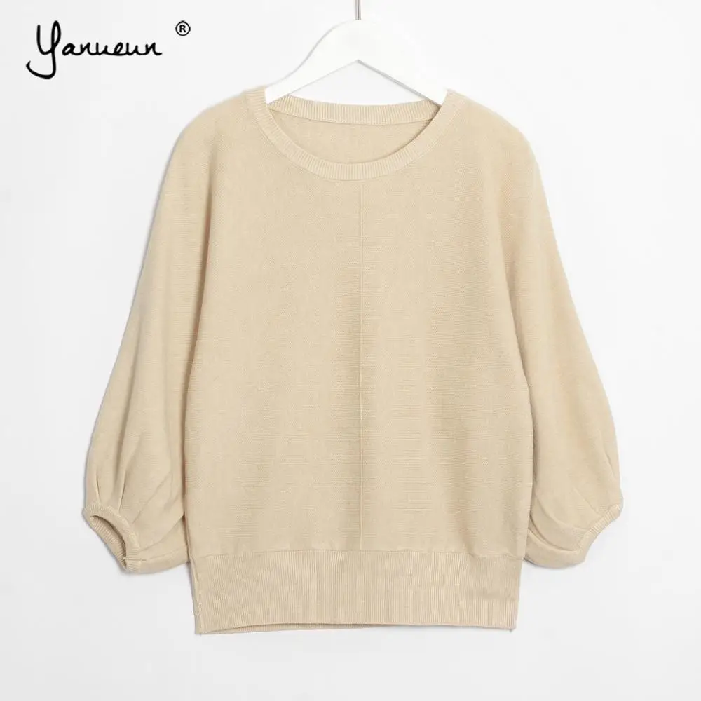 

Yanueun Fashion Brand New Women Pullover Sweaters Women Batwing Sleeve Wool Knitted Solid Thick Sweater Loose Jumper For Women