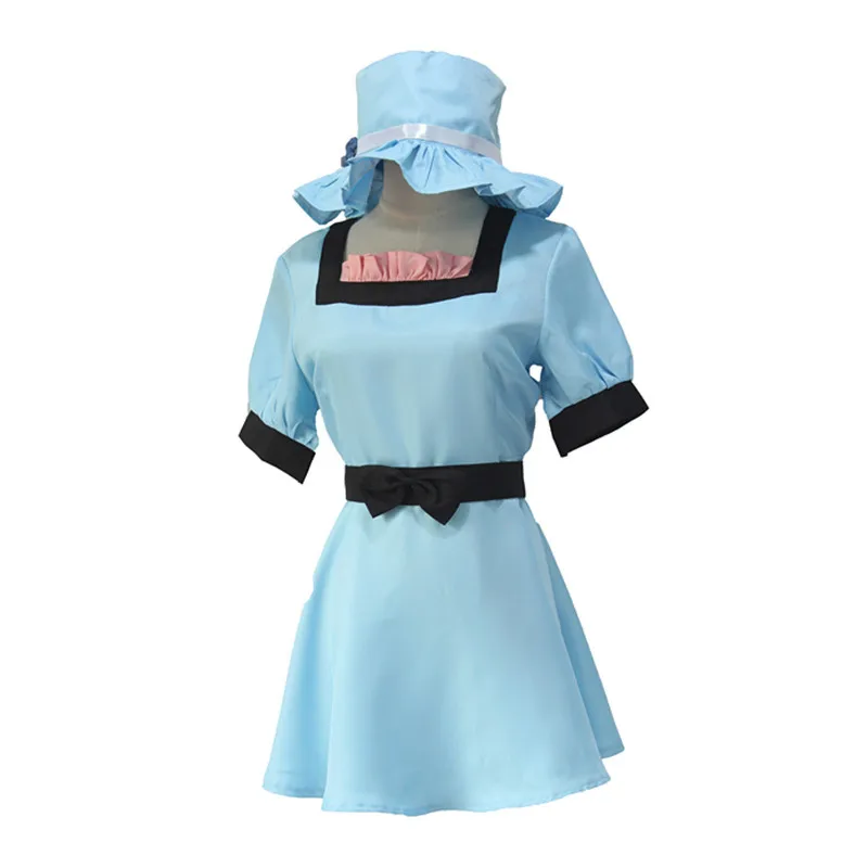 Аниме игры Steins Gate Косплей Костюм Шиина маюри девушки зеленый бюст юбка и шляпа Униформа Хэллоуин повседневный костюм - Цвет: Бежевый