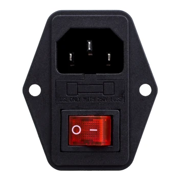 

3 Pin IEC320 C14 Inlet Module Plug Fuse Switch Male Power Socket 10A 250V