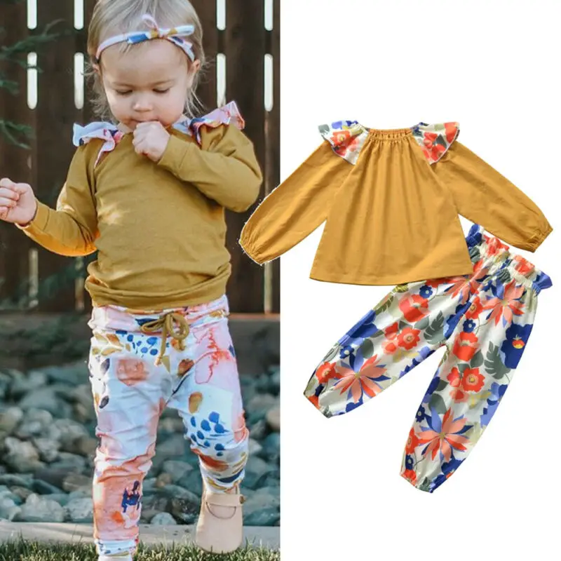 

Emmababy Sweet Toddler Baby Girl Long Sleeve Tops Floral Leggings Pants 2PCS Clothes