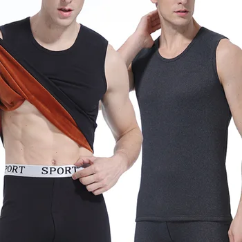 

Winter Warm Thermal Undershirts Tank Tops Thermal Thick Warm Plus Velvet Sleeveless Fleece Vest Man Undershirts Clothes