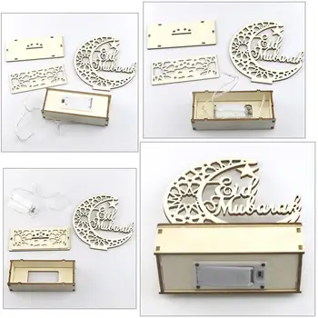 

1PCS 4 Kinds Household Beautiful Wooden Castle Letter Hanging Wooden Classic Plaque Ramadan Pendant Moon Decoration Home De W7U7