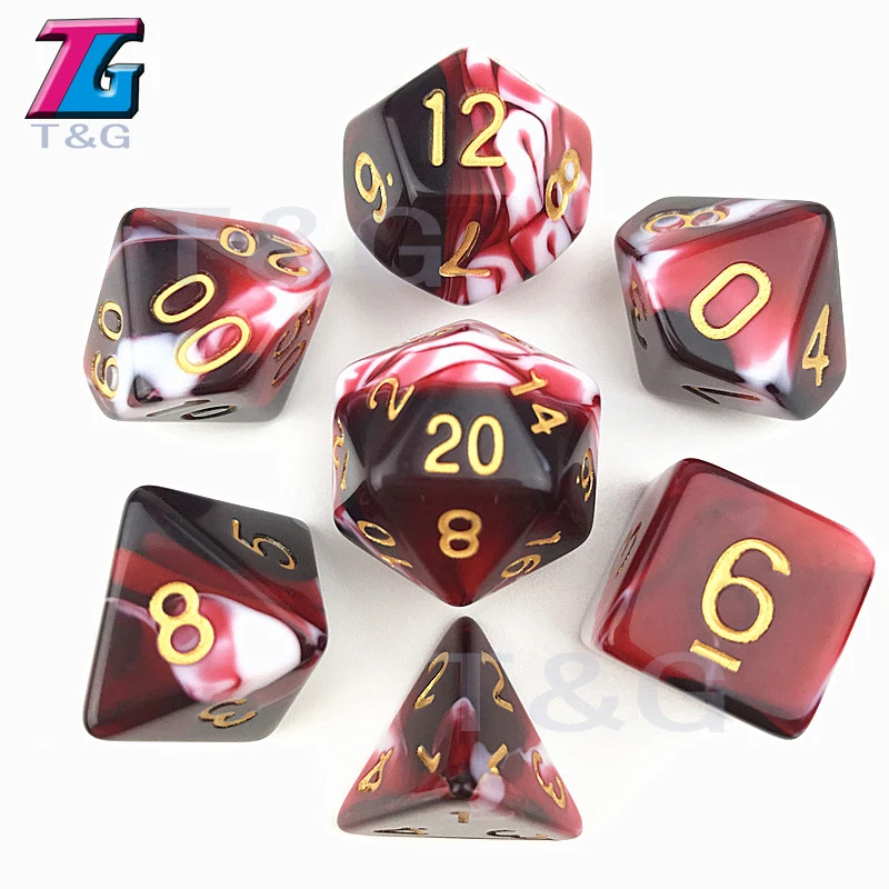 Децидер прозрачный и белый цвет игральные кости D4-D20 для ролевых игр партии игрушки 7 цветов - Цвет: L04 Red