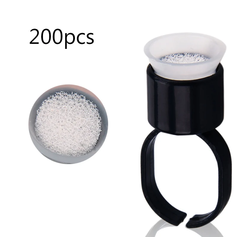 200pcs Black 100 шт Черный Перманентный макияж одноразовые пальчиковые Колечки держатель чашки косметические аксессуары для татуировки колпачки для пигментного пластика - Цвет: 200pcs Black