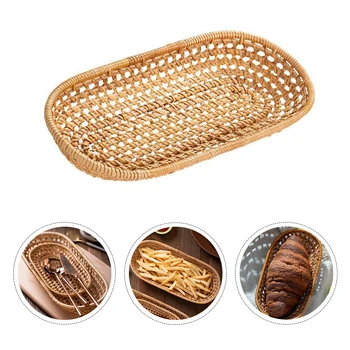 

2Pcs Storage Basket Practical Woven Basket Decorative Snack Container Khaki