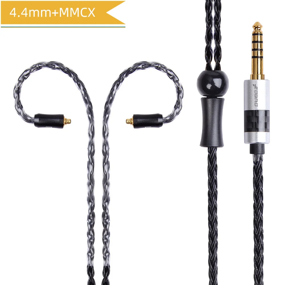 black 4.4mm MMCX FDBRO 16 ядер 2,5/3,5/4,4 мм с серебряным покрытием наушников обновления аудио провода наушники MMCX IE80 IM 2Pin 0,78 мм A2DC кабель SE425 SE535 - Цвет: black 4.4mm MMCX