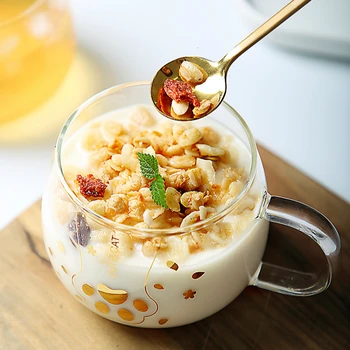 

Originality Lovely Cat Glass Cup Drink Porridge Coffee Mug Transparent Vaso Glass Breakfast Oats Scented Tea Black Tea Teacup
