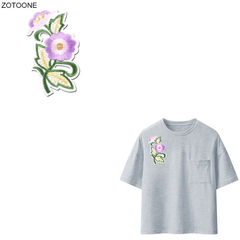 

ZOTOONE Iron on Patches Flower Patch for Clothes DIY Badge Heat Transfer Sew on Printed Stickers Clothing Embroidery Applique H