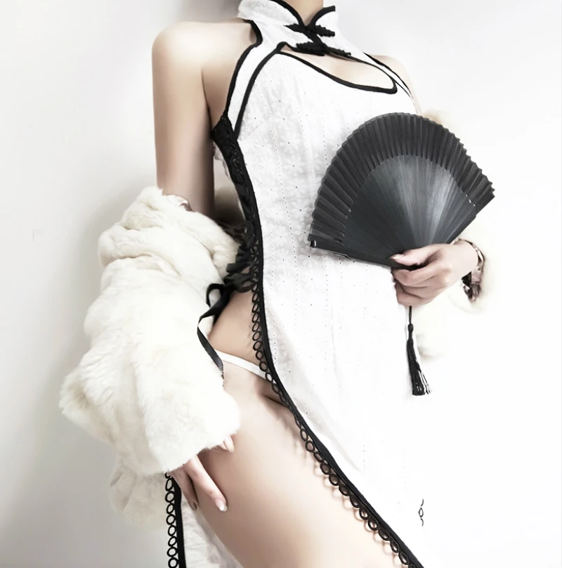 Велюровое сексуальное Бандажное длинное китайское платье Qipao с высоким разрезом