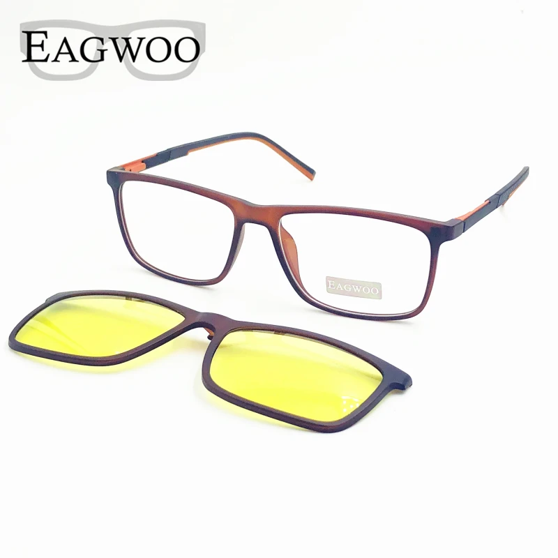 Magnet Eyeglasses Full Rim Optical Frame Polarized Night Driving Photochromic Blue Ray Block Clip Multi Use Glasses
