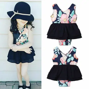 

Toddler Kid Baby Girl Romper Plaids Overall Skirt Suspender Dress Outfit Set