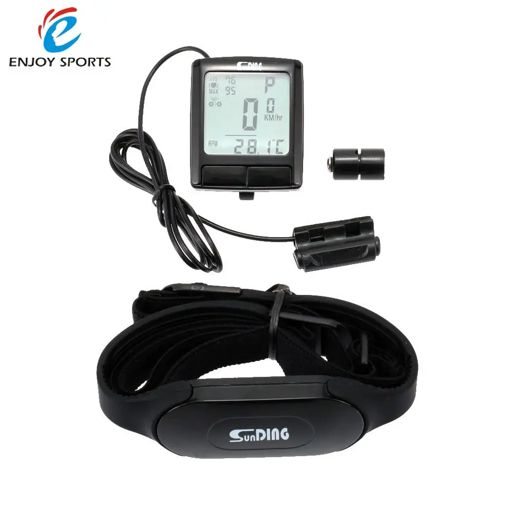

LCD Backlight Cycling Bike Bicycle Computer Odometer Speedometer with Wireless Heart Rate Monitor Tester Chest Strap