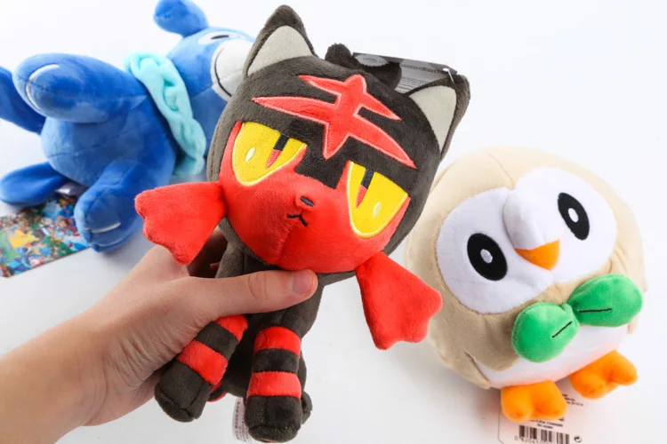 3 шт. 20 см милые мягкие Rowlet& popplio& Litten кошка сова Мягкие животные плюшевые игрушки, детский подарок
