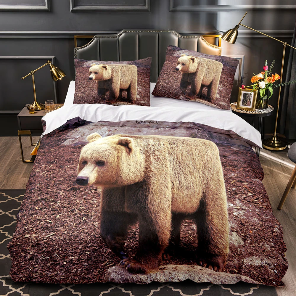 Cube-Animals Bedding Set Single Twin Full Queen King Size Bear Bed Set Aldult Kid Bedroom Duvetcover Sets 3D Anime 030 pillow sham
