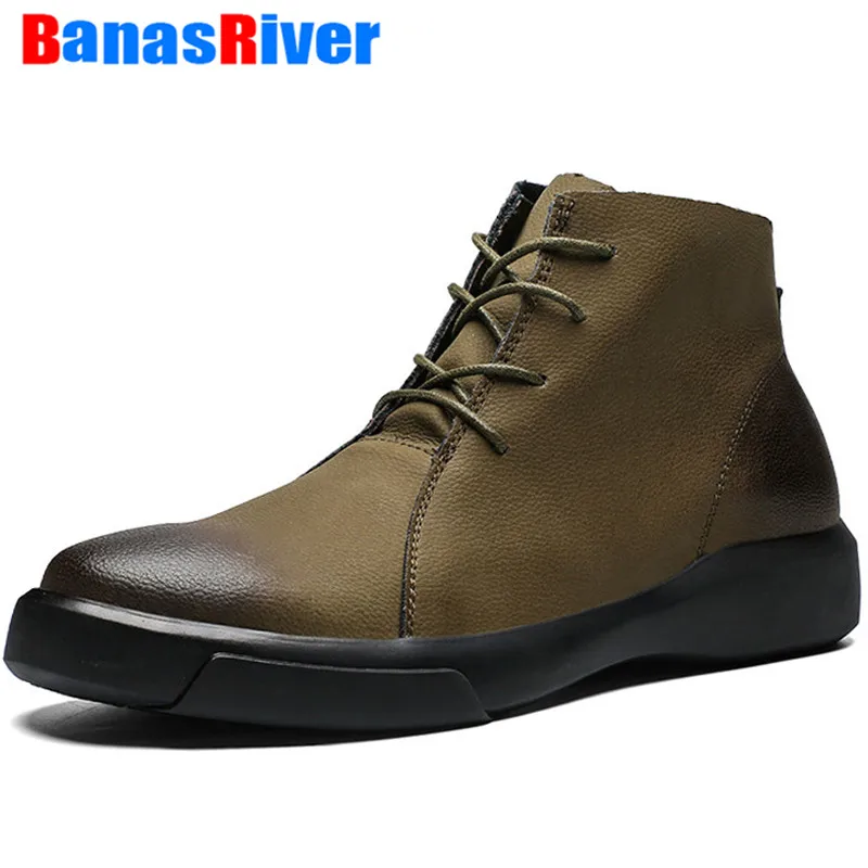

2020 Warm Men Boots Autumn Winter Fur Plush Ankle High Quality Outdoor Flats Fashion High Quality Snow Vintage Shoes Footwear