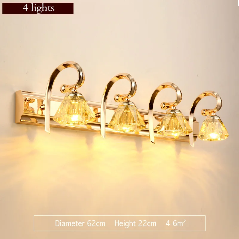 Современный золотой настенный светильник s, светильник для ванной комнаты, роскошный кристаллический черный банный светильник s светодиодный настенный светильник для спальни, светильник для помещений, светильники - Цвет абажура: J15-4-Gold