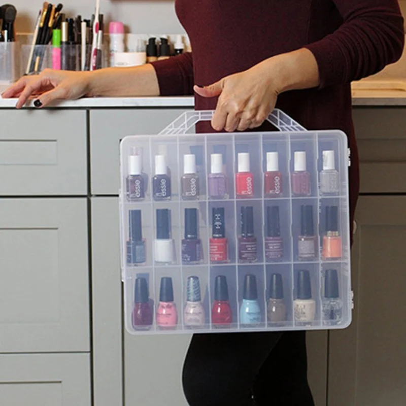 48 Grid Nail Polish Storage Box Makeup Organizer Portable Nail