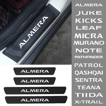 

4pcs for Nissan Patrol Y62 Murano Z52 Tiida Teana J32 Almera Sentra B15 B16 B17 Leaf Car Protector Door Sill Sticker Accessories