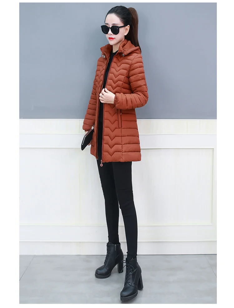Женское зимнее теплое пальто с капюшоном, тонкий плюс размер 6XL, яркие цвета, базовые куртки с хлопковой подкладкой, Женская мода средней длины