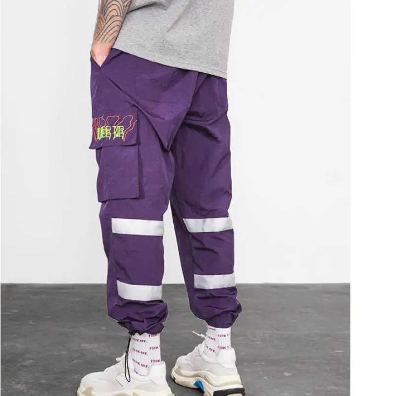 2019 брюки-ветровки ночные спортивные флуоресцентные свободные брюки уличная брендовая одежда уличные спортивные штаны