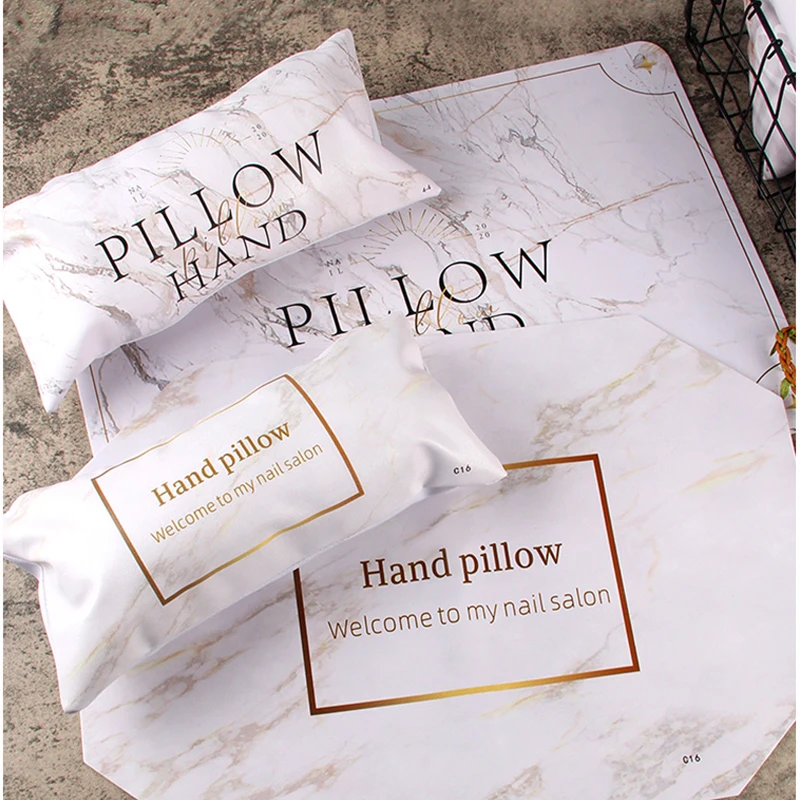 

1Pc 26*12CM Marbled Hand Pillow Hand Arm Rest Pillow Holder Cushion PU Leather Sponge Holder Soft Manicure Nail Salon Tools H&*&