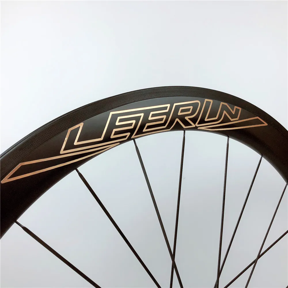 LEERUN золотой цвет логотип высокого качества дорожные колеса 700C поверхность Базальт тормозной линии Углеродные колеса велосипедные колеса 50 мм клинчер