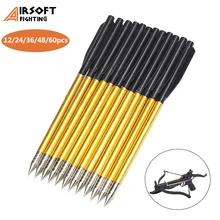 12/24/36/48/60pcs Tactical Archery Arrow Arrowhead Golden Aluminum Shooting Bolt Arrows For 50lb/80lb Airsoft Pistol Crossbow