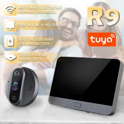 Tuya wi fi inteligente de vídeo sem fio campainha 720p câmera 4.3 Polegada visualizador casa pir hd visão noturna sensor movimento proteção segurança