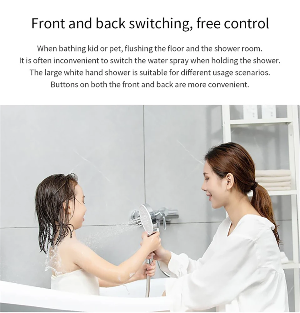 Xiaomi Mijia Diiib 3 Modes Handheld Shower Head Set 360 Degree 120mm 53 Water Hole with PVC Matel Powerful Massage Shower (8)