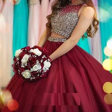 vestido de noiva Красное Бальное Платье, розовое сексуальное платье ручной работы с бисером, Индивидуальный размер, два предмета, платья для выпускного вечера