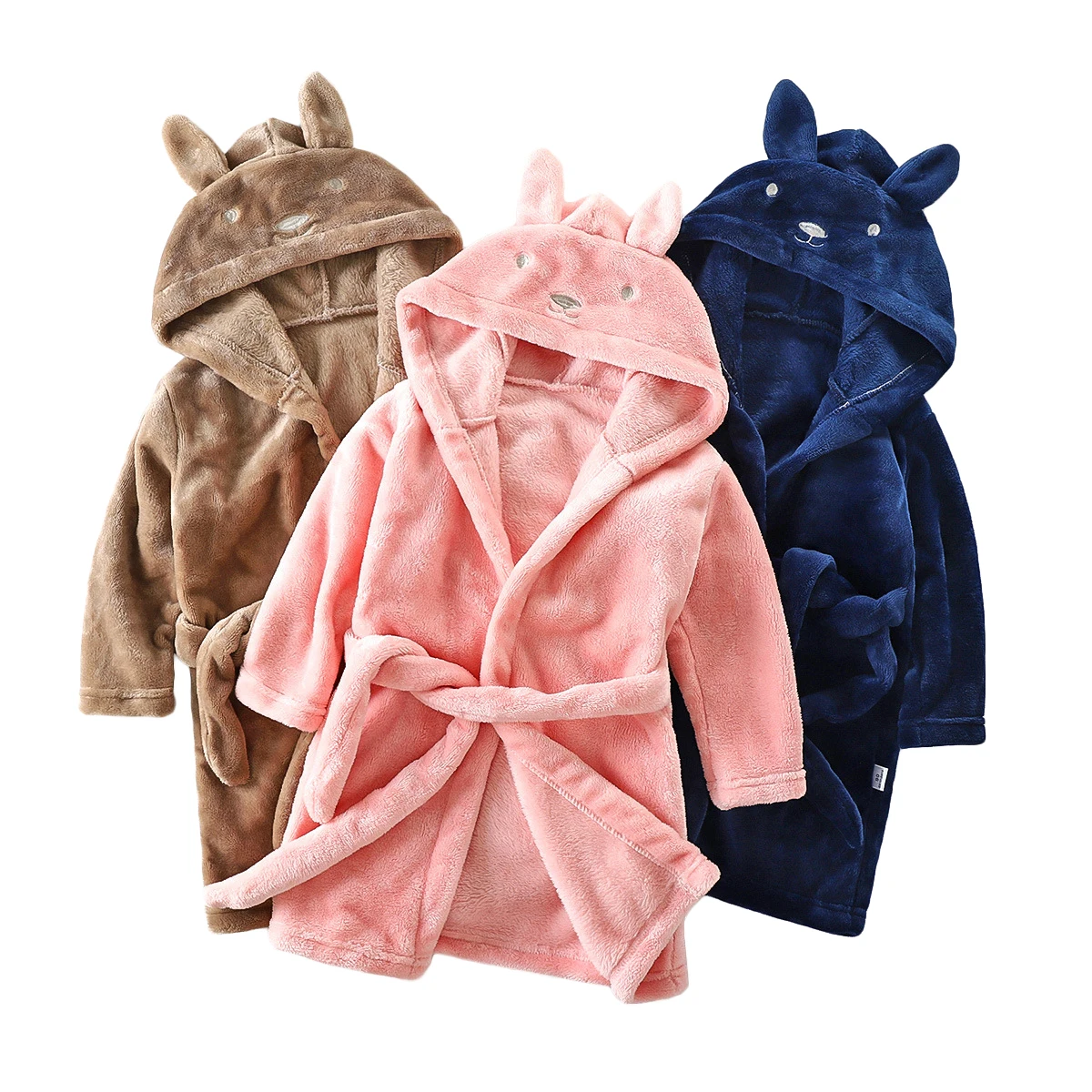2022 New Girl Boy Pajamas Cartoon Bunny Ears Flannel Girls Boys Robes Child Sleepwear Spring Clothing Kids Hooded Bathrobe | Детская