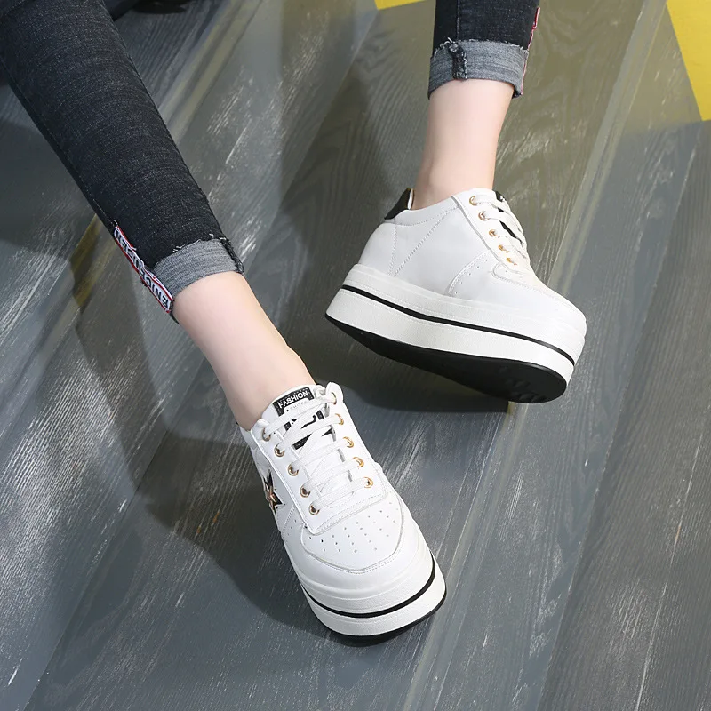 

Kvx-19 Elevator Shoes Women's Korean-style Fashion Lace-up Versatile Students Casual Sports Shoes Fashion Platform Shoes
