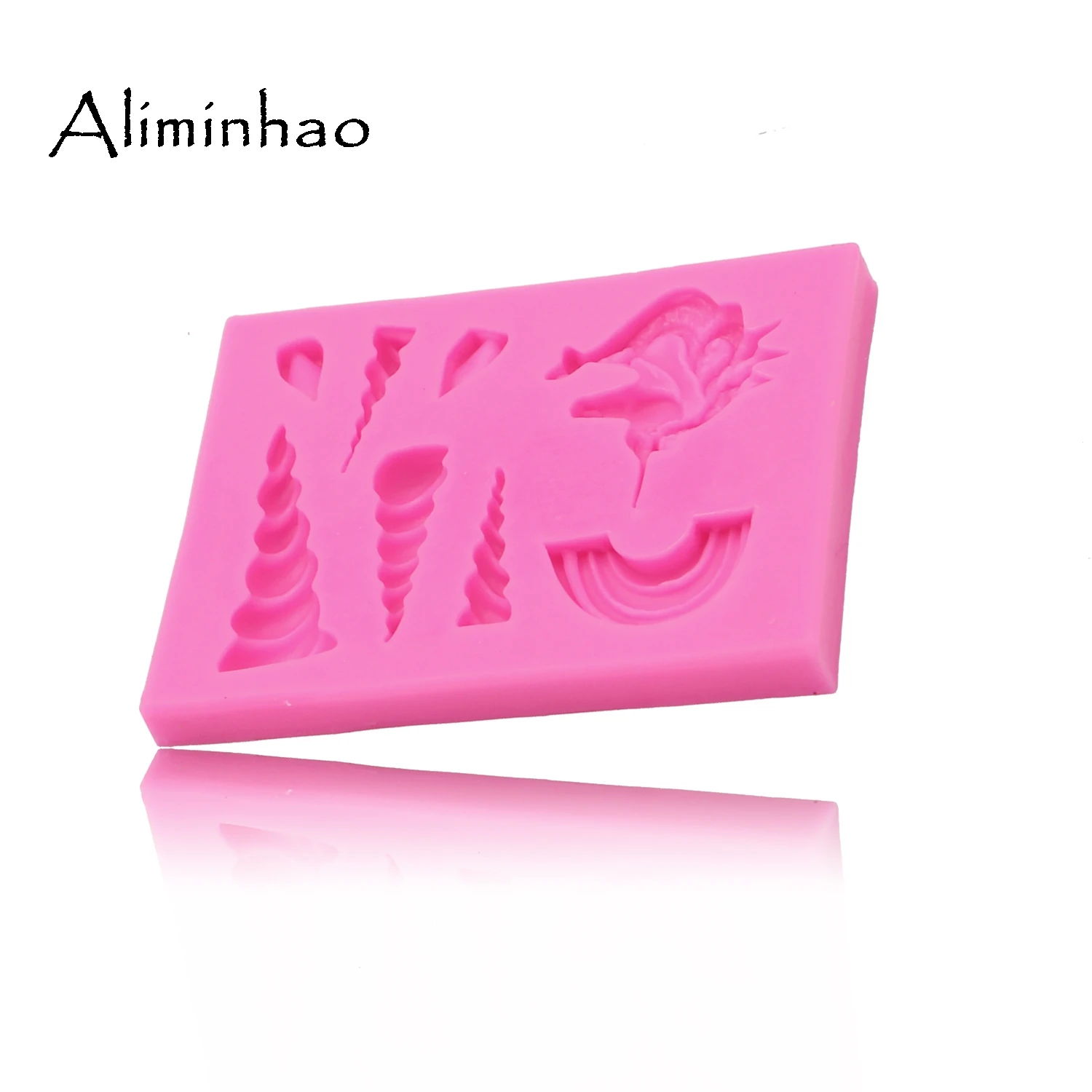 B1420 Rainbow unicorn horn Clay Resin Sugarcraft Silicone mold fondant mould cake decorating tools chocolate gumpaste molds