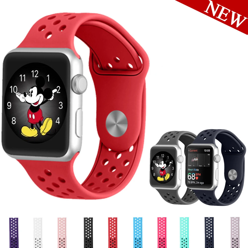 

Sport strap For Apple Watch band pulseira apple watch5 4 3 2 1band 44mm/40mm for iwatch 42mm/38mm silicone bracelet Accessories