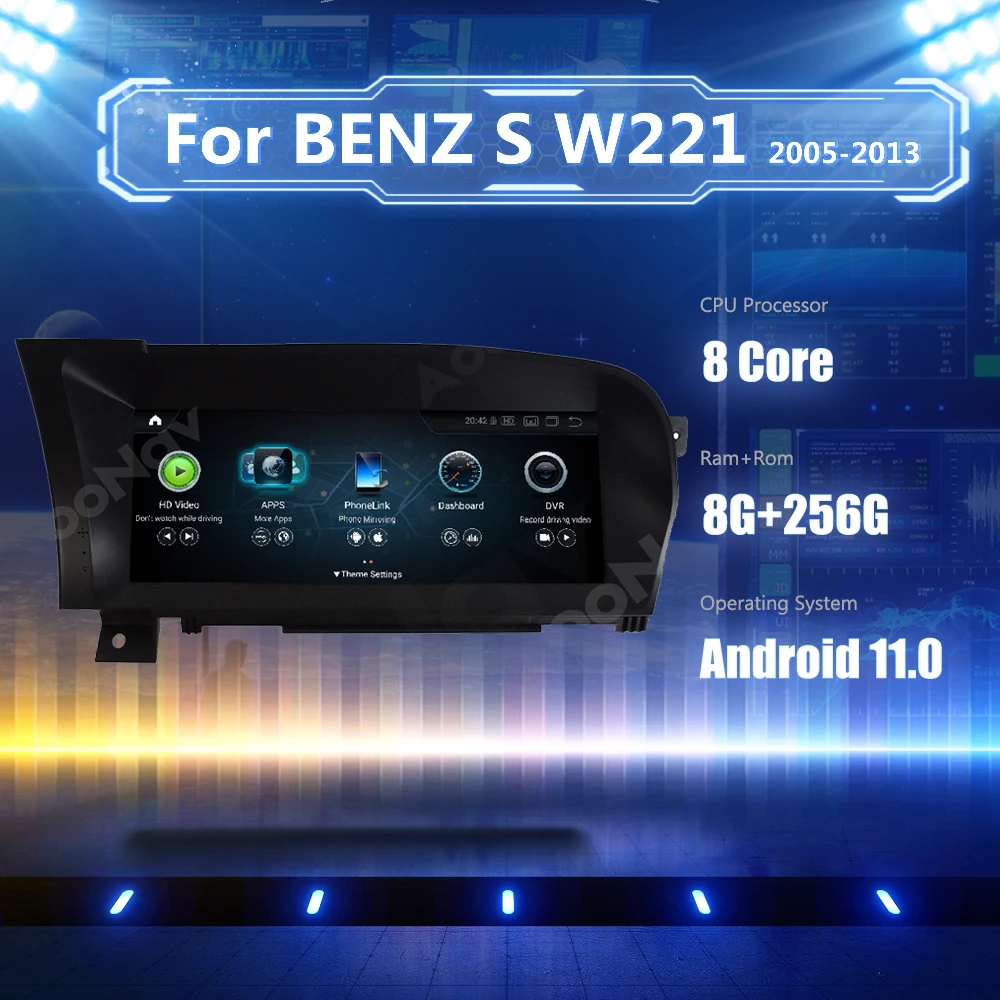Автомобильный радиоприемник 8 + 256 ГБ Android 11 GPS для Mercedes BENZ S Class W221 W216 CL 2005-2013