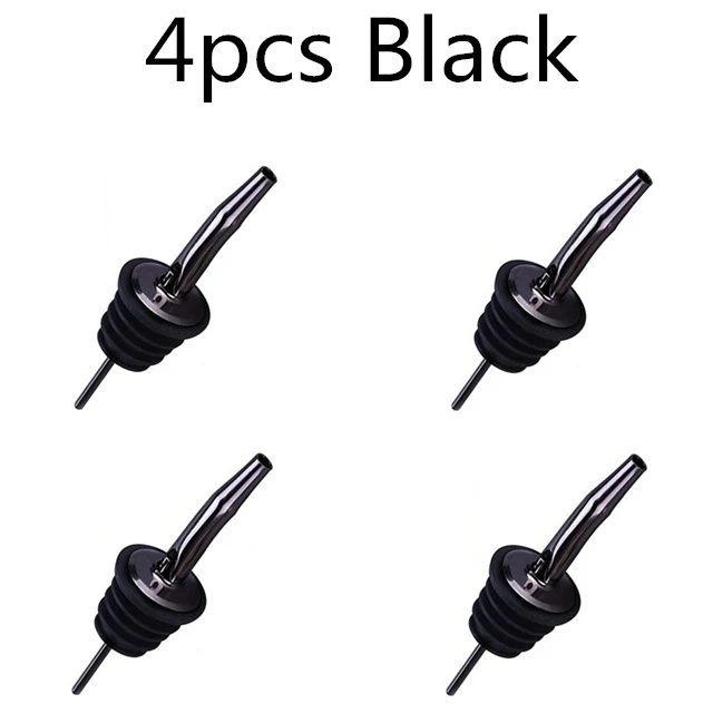 4pcs Black 4 шт./компл. Нержавеющая сталь различных Вино Ликер Дух заливщик свободного бутылки вина носика фиксаторы уход за кожей лица маска панели инструментов - Цвет: 4pcs Black