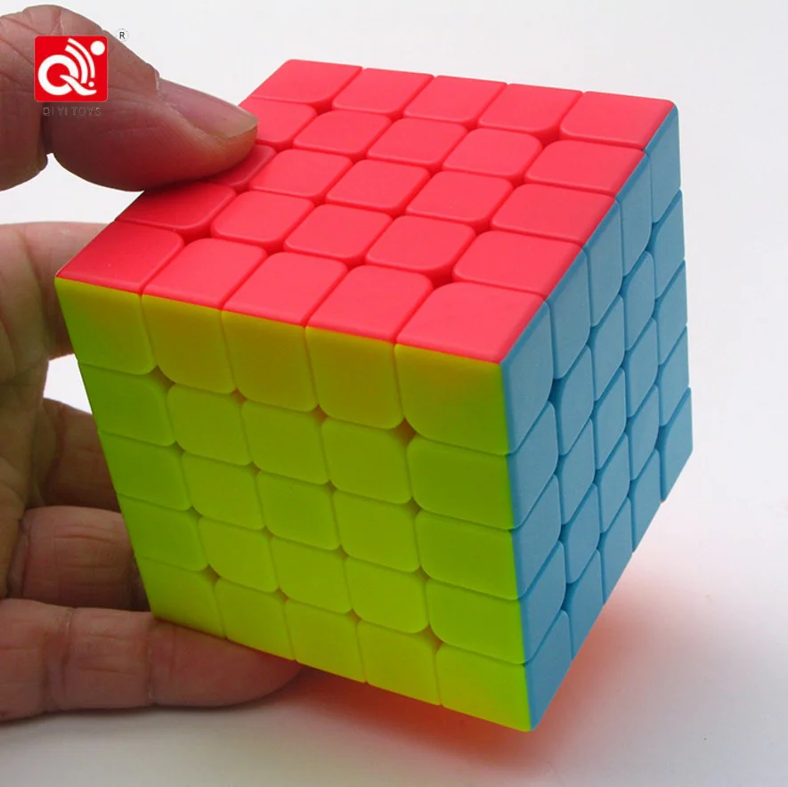QIYI 5x5x5 магический скоростной кубик, наклейка, менее Профессиональный 5-слойный конкурс, кубики-головоломки, развивающие игрушки для детей