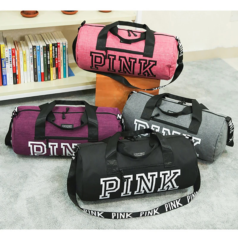 

2019 PINK Letter Gym Bags For Training Bag Tas Fitness Travel Sac De Sport Outdoor Sports Swim Women Dry Wet Gymtas Yoga Women