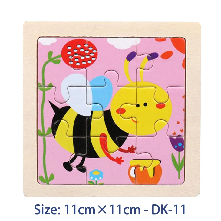 Sale 9 Pieces of Wooden Puzzle Cognition Animals and Vehicles Jigsaw Kindergarten Children Educational Toys Baby Wood Toy Gifts 43