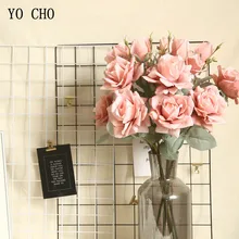 YO CHO букет роз 3 головы шелк Жасмин Снежная роза искусственный цветок ветка Свадебные Декоративные искусственные цветы