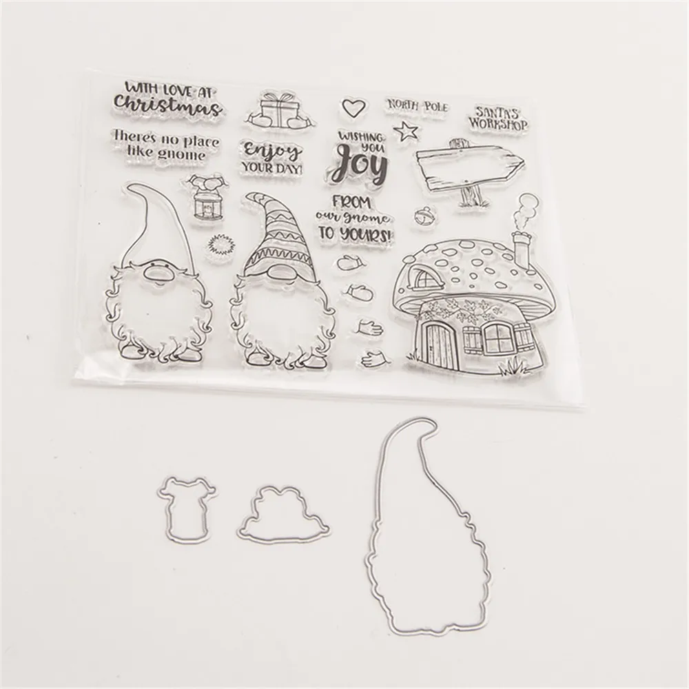 

Christmas Dwarf Transparent Stamps + Metal Cutting Dies Stencils Scrapbooking Embossing for DIY Crafts photo album Decorative
