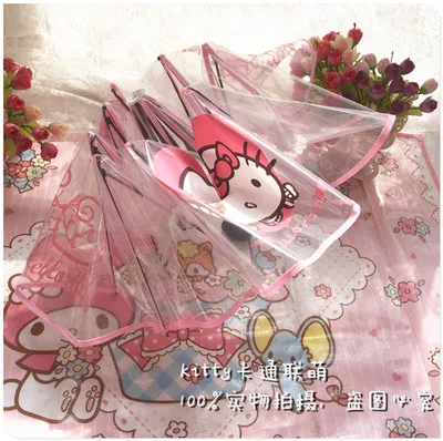 Hello kitty, прозрачный зонтик, три сложения, милый складной зонтик, креативный, принцесса, зонтик для девушек, студентов, детей, зонтик для женщин
