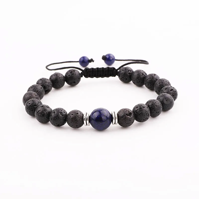 Cheap Chakra Bracelet Women Men Lava Stone 7 Chakra Yoga Macrame Beaded Bracelet Women Jewelry Gift - Image 5