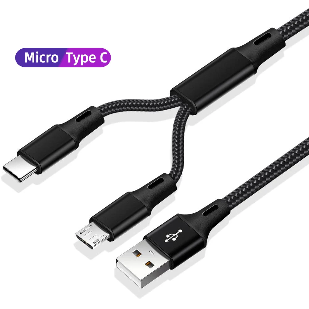 Nuovo Cavo Di Ricarica Micro Usb Tipo C 2 In 1 Cavo Usb Portatile A Doppia Ricarica Per Telefono Cellulare Android Mobile Power Bank Ricarica Rapida