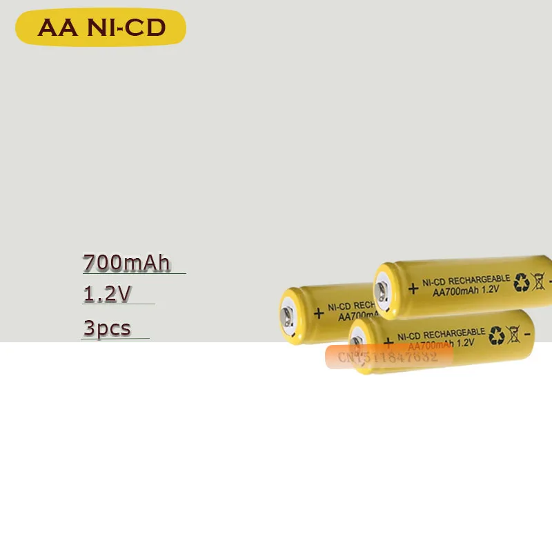 

3 x AA 700mAh 1.2 V Quanlity Rechargeable Battery NI-CD 1.2V Rechargeable 2A Battery Baterias Bateria Batteries 500 Times