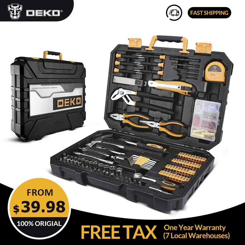 196 шт. профессиональный автомобильный Трещоточный гаечный ключ DEKO|Наборы ручных